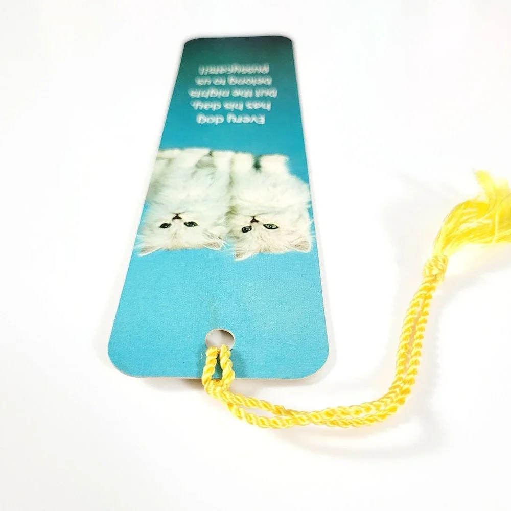 Vintage 80s Pussycats tassel Bookmark- White Kittens- Hallmark Cards- 60HBM 80-4